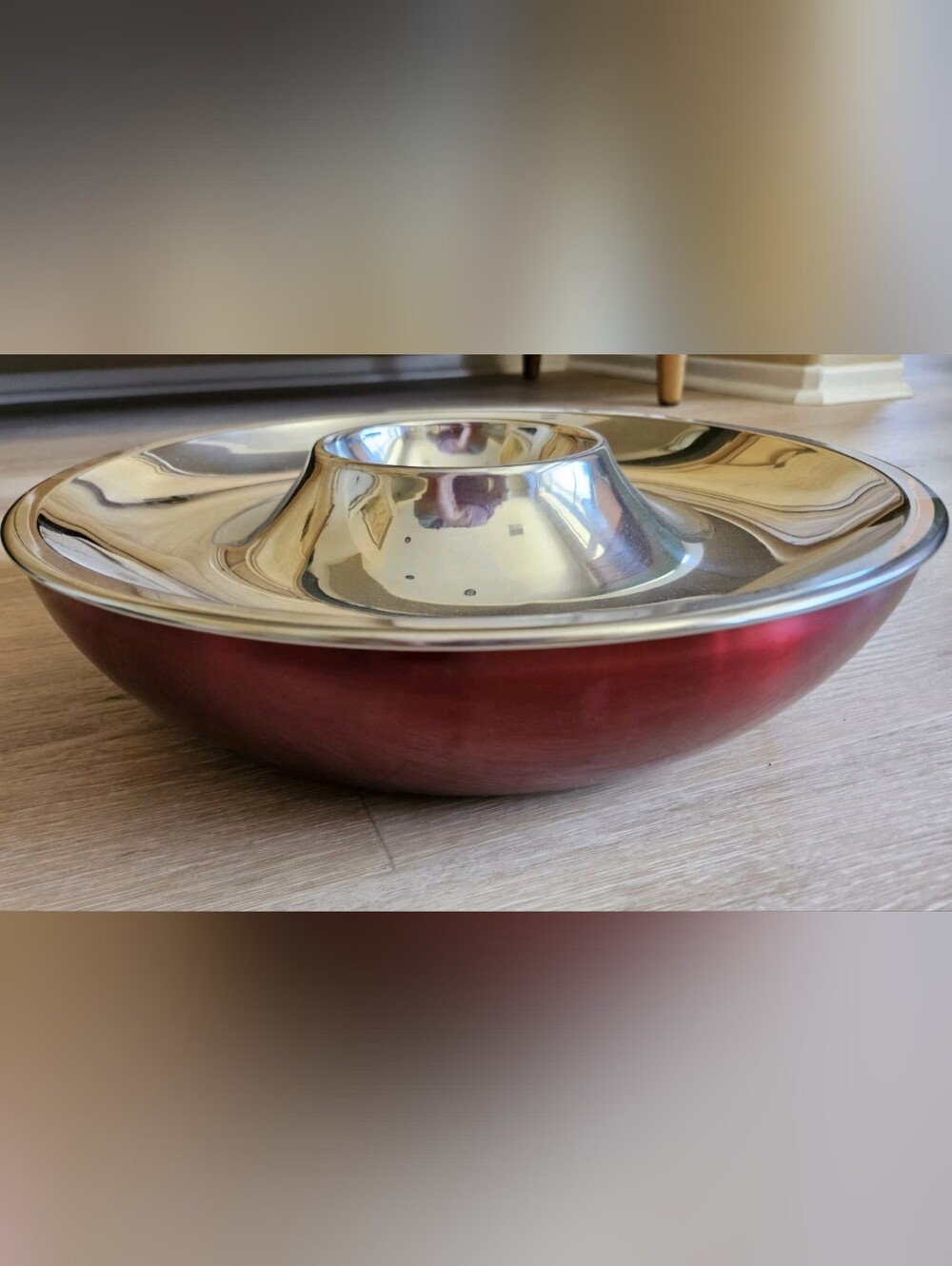 Frontgate Super Chill Stainless Steel Red Insulated  Seafood / Appet Server 14.5
